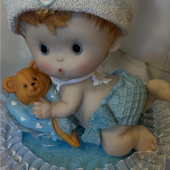 Adorable Baby Figurine with Teddy Bear table decoration for baby shower - Picture 2 of 4